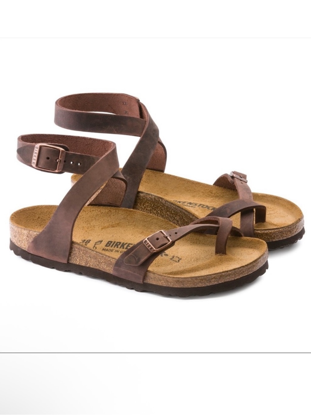 Birkenstock Yara Leather Ankle Strap Sandals Brown EU 41 Ladies 10 Men’s 8